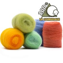 Lã Corriedale para Feltragem - Kit 5 Mechas Alegria 50g