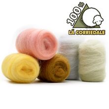 Lã Corriedale para Feltragem - Kit 5 Mechas Carinho 50g