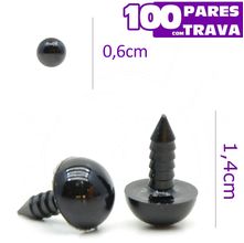 Olho para Amigurumi Círculo Nº 6 Preto - 100 Olhos com Trava
