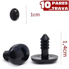 Olho Oval para Amigurumi Círculo Nº 10 Preto - 10 Olhos com Trava