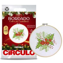 Kit Bordado Natal 2024 Círculo - Azevinhos Natalinos