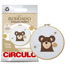 Kit Bordado Safári Círculo - Urso Balu