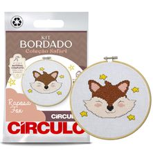 Kit Bordado Safári Círculo - Raposa Fox