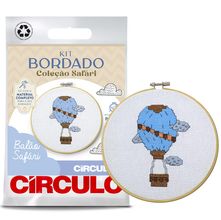 Kit Bordado Safári Círculo - Balão Safári