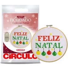 Kit Bordado Natal Círculo - Feliz Natal Luzes