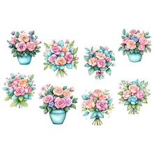 Estampa Fácil Fabricart - Bouquets Rosa Acqua