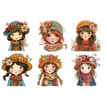 Estampa Fácil Fabricart - Meninas com Chapéu e Flores