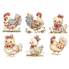 Estampa Fácil Fabricart - Galinhas Tricolores