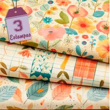 Kit de Tecido Floral Aquarela (30X70) 3 Estampas