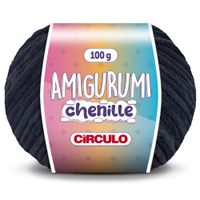 Fio Amigurumi Chenille Círculo 100g - PRÉ-VENDA 8990 preto