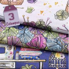 Kit de Tecido Atelier Roxo (50X150) 3 Estampas