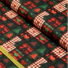 Tecido Tricoline Natal : Hearts and Trees 1 (0,50x1,40)