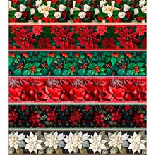 Tecido Tricoline Barrado Natal : Cor Barrados Flores Natalinas (0,50x1,50)
