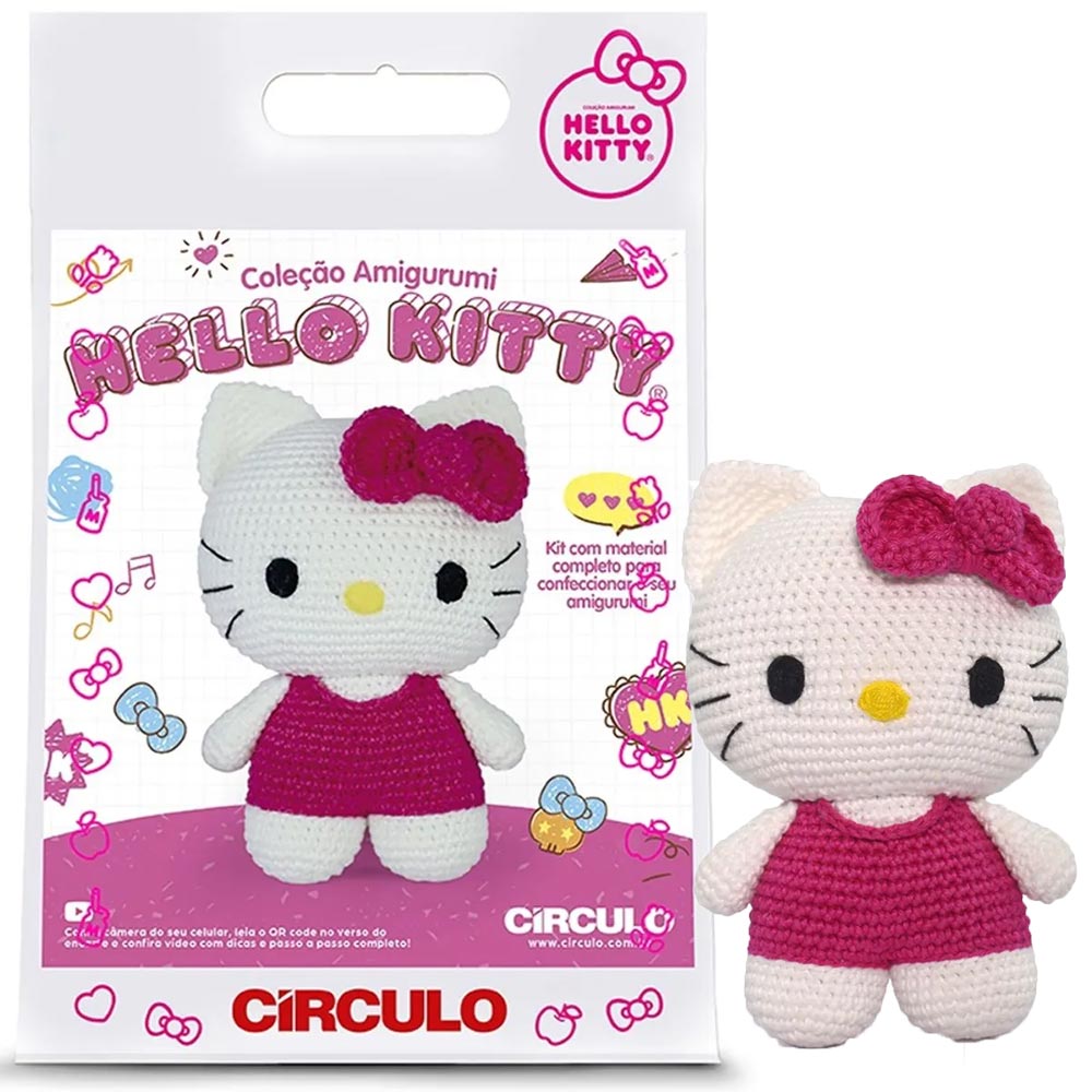 Kit Amigurumi Hello Kitty Círculo - Look Rosa - Bazar Horizonte
