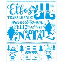 Stencil Natal Litoarte 25 X 20 cm - STRN - 033 Elfos
