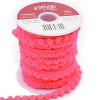 Fita Pompom Grelot 1,2cm artePunto - 10 metros 158 rosa neon