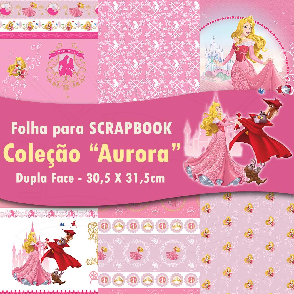 Folha para Scrapbook Dupla Face Disney - Aurora